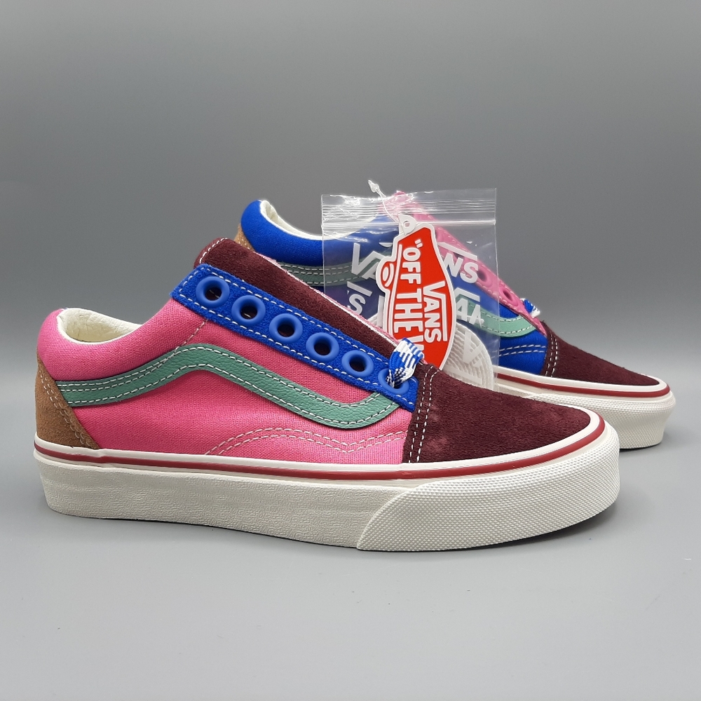 New Vans Old Skool Frayed Laces Port Royale Marshmallow Pink Blue Burgundy Suede